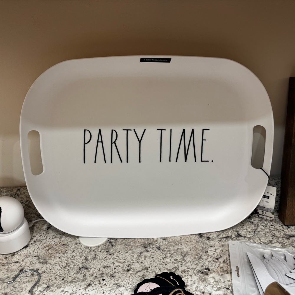 NWT! Rae Dunn White Party Time Serving Tray